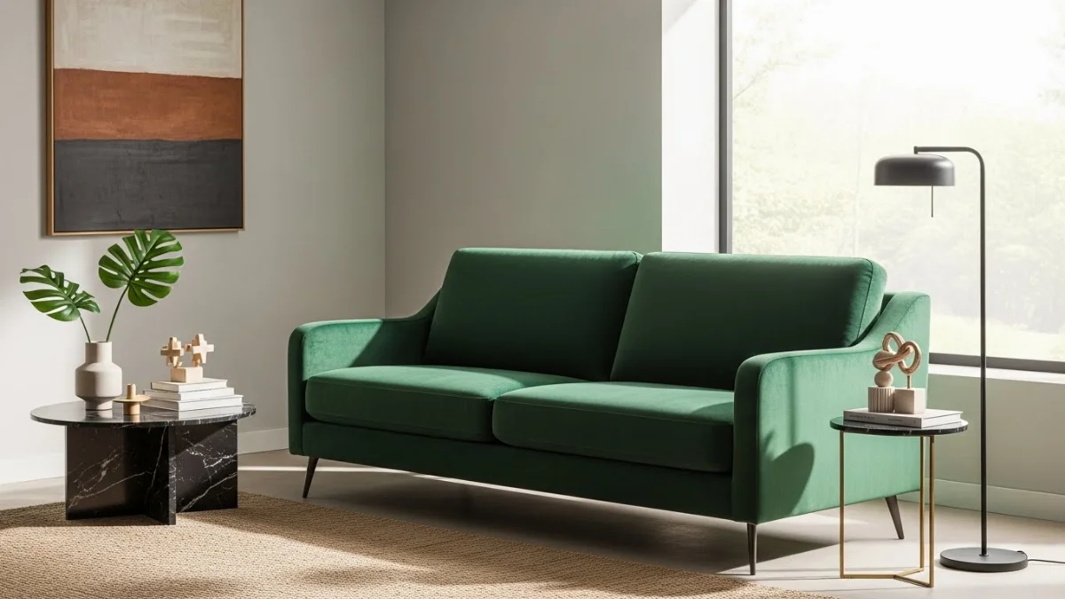 Sofa đơn phong cách Minimalist màu xám với chân kim loại mảnh