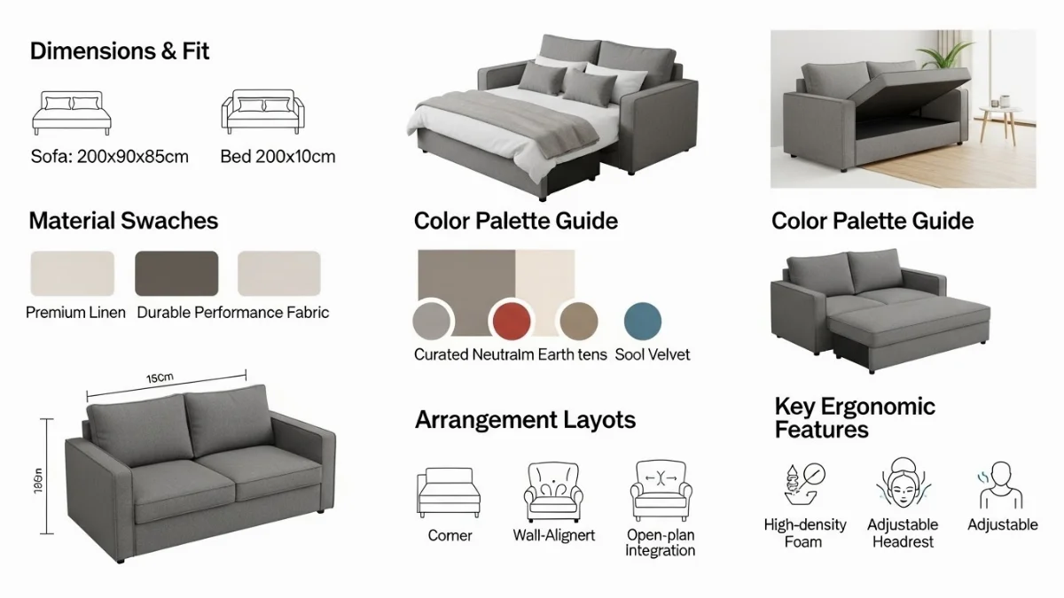 Hình ảnh sofa bed nhỏ gọn tiện lợi được vệ sinh sạch sẽ trong phòng khách hiện đại