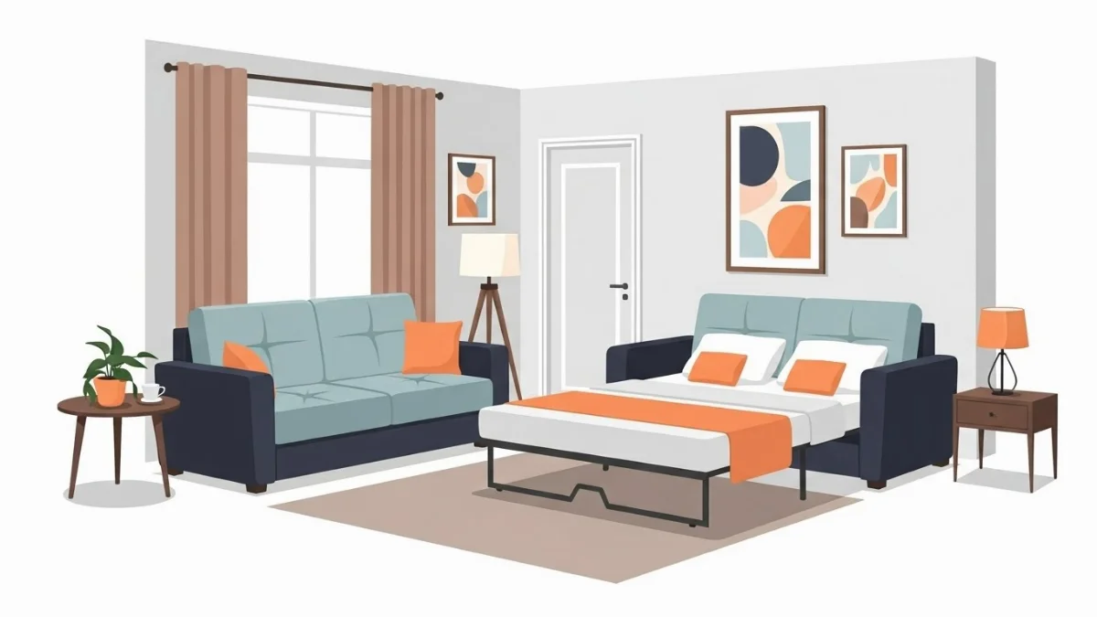 Mẫu sofa bed màu xanh rêu đơn giản kiểu dáng hiện đại cho chung cư nhỏ