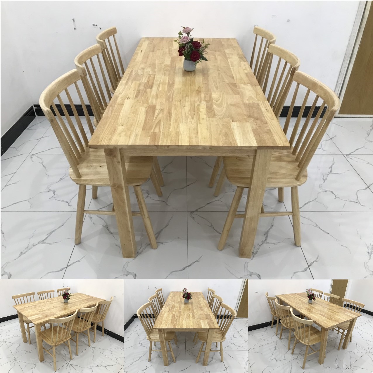 BỘ BÀN ĂN 7 NAN 6 GHẾ BÀN DÀI 1M6​​​​​​​ 