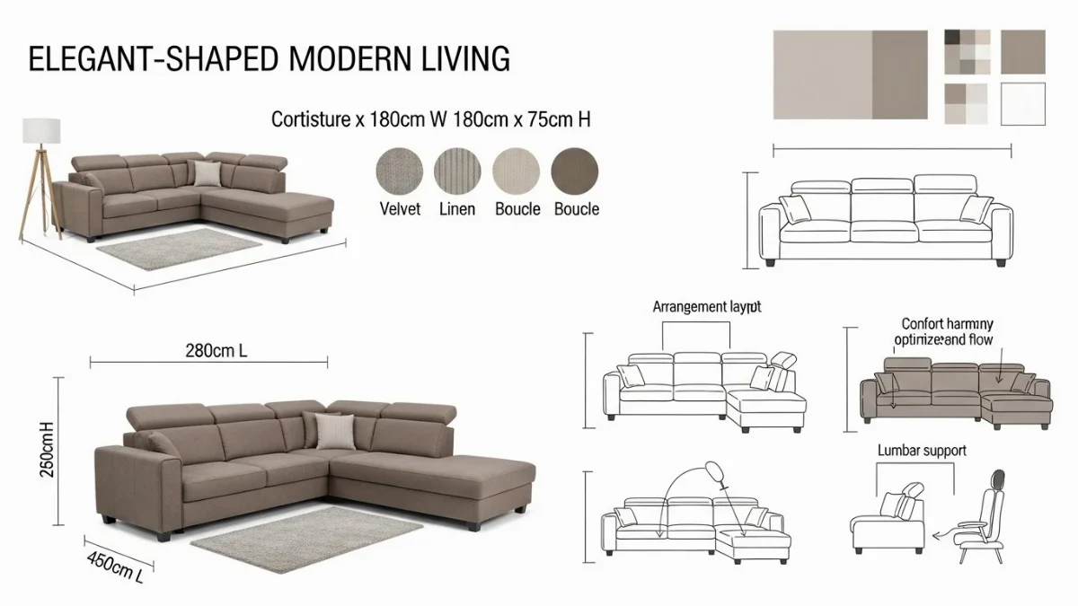 Sofa góc L với chất liệu vải cao cấp và khung gỗ