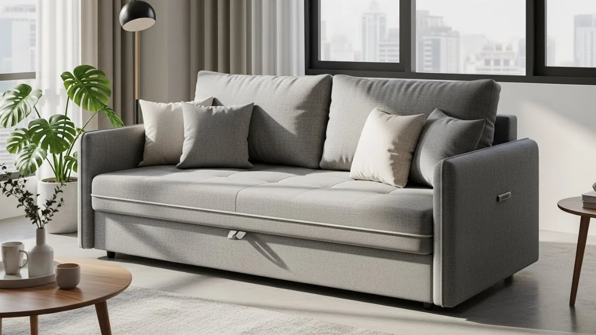 Sofa bed màu xám hiện đại, giải pháp tối ưu không gian