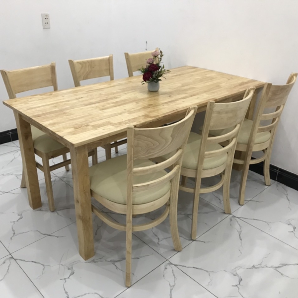 BỘ BÀN ĂN CA BIN 6 GHẾ MÀU GỖ TỰ NHIÊN​​​​​​​ 