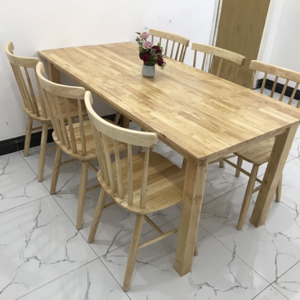 BỘ BÀN ĂN 7 NAN 6 GHẾ BÀN DÀI 1M6​​​​​​​ 