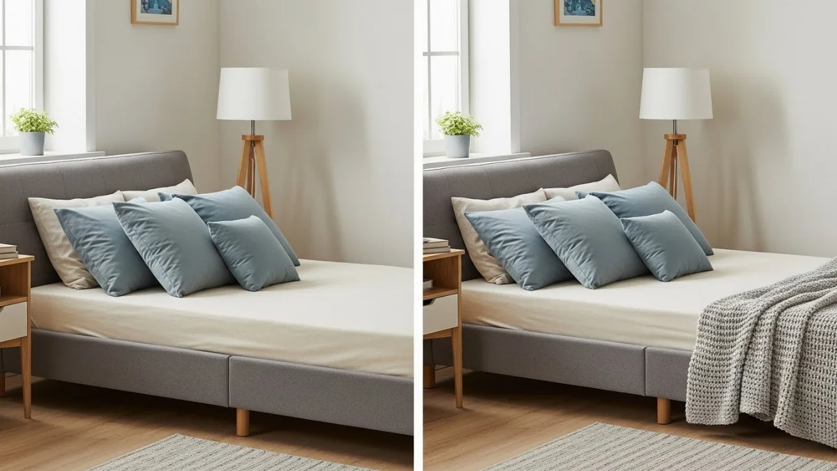 Sofa bed thông minh màu kem nhạt mở rộng thành giường tiện lợi