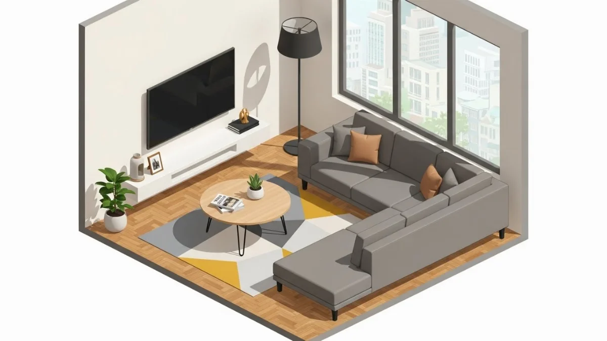 Sofa góc L bọc vải nỉ màu xanh đậm, thiết kế hiện đại sang trọng