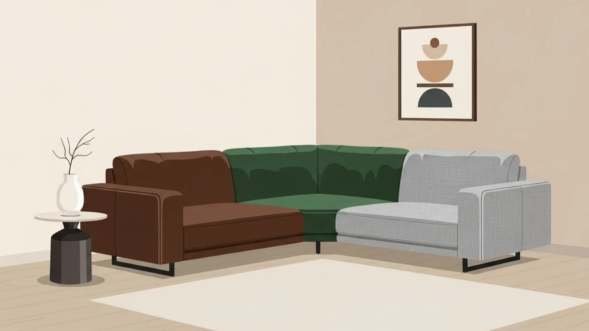 Sofa góc L bọc nỉ mang đến không gian ấm cúng và thoải mái cho gia đình.