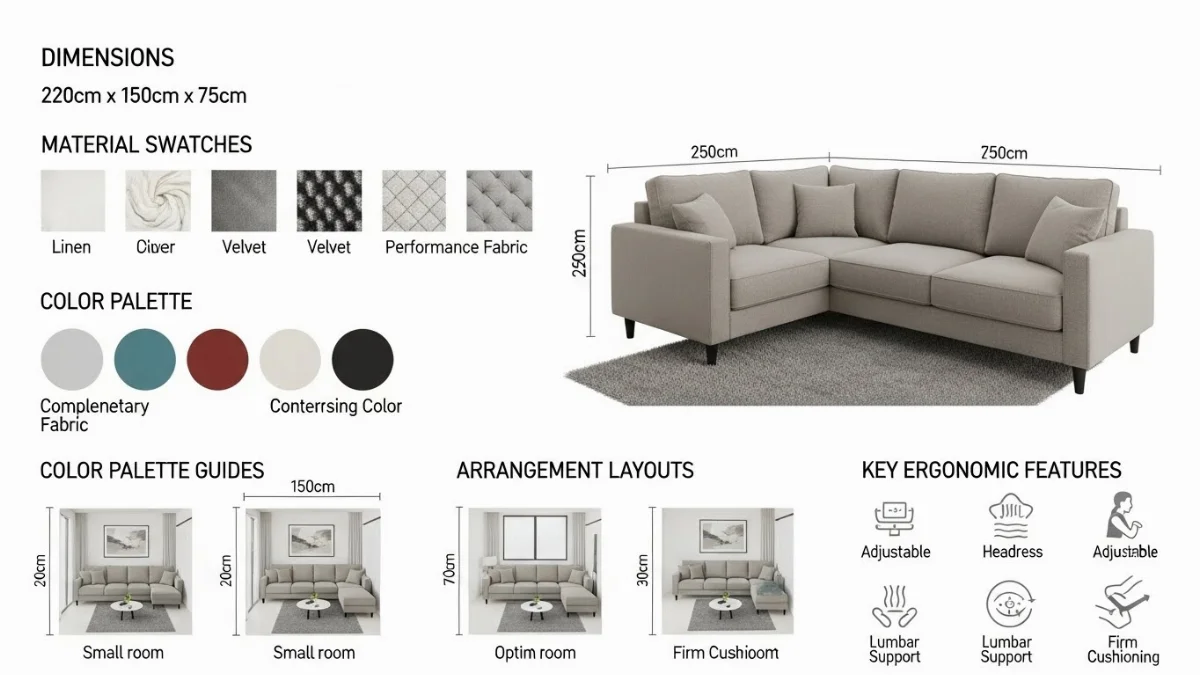 Sofa góc L module màu kem với các khối riêng biệt linh hoạt