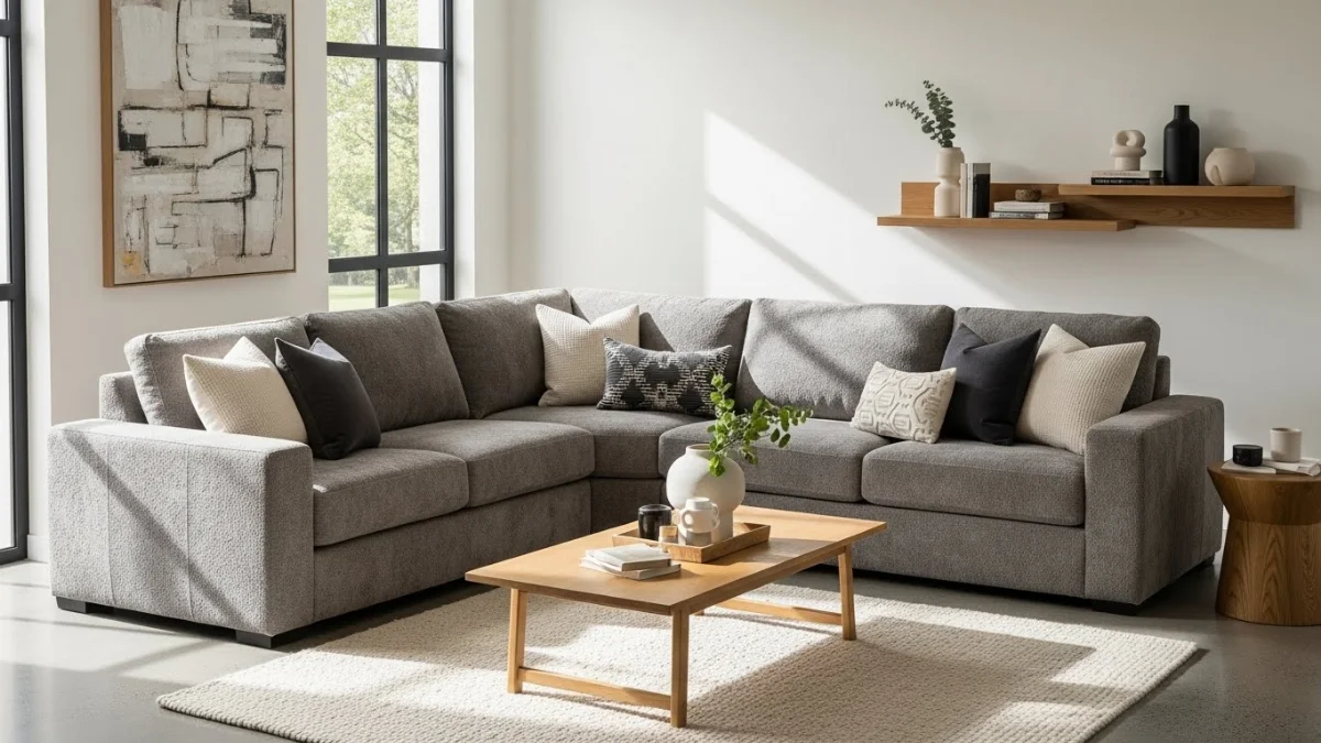 Sofa góc L tối ưu không gian phòng khách hiện đại