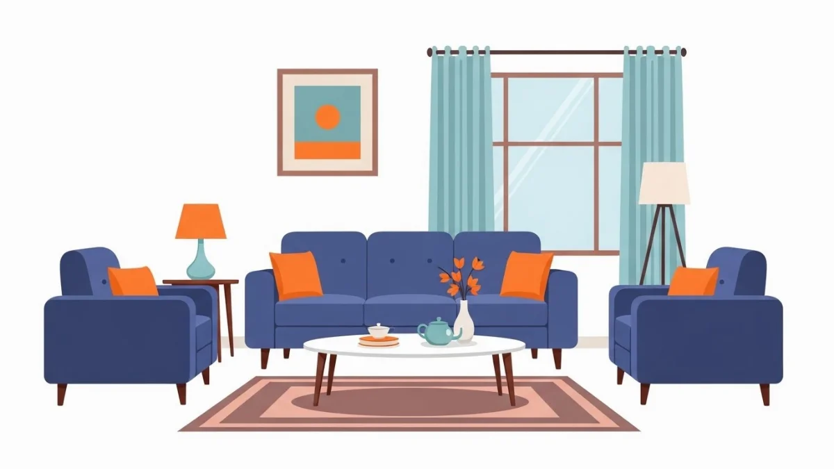 Bàn trà hiện đại kết hợp thảm mềm mại dưới bộ sofa sang trọng