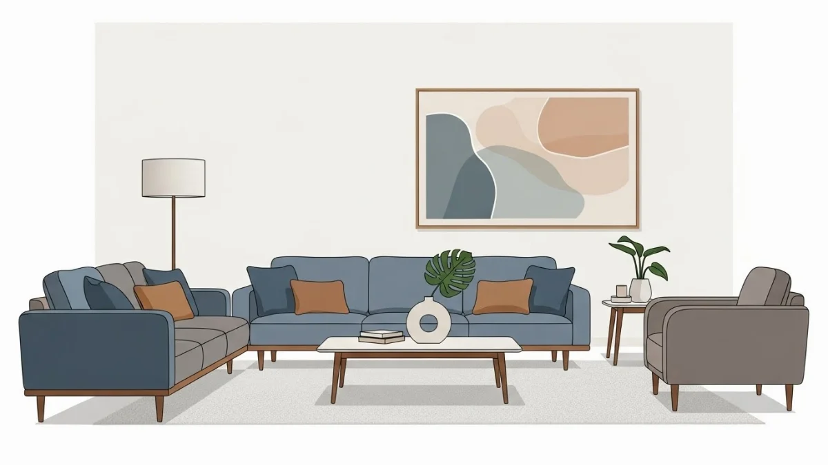 Cách bố trí sofa phòng khách lớn với nhiều không gian