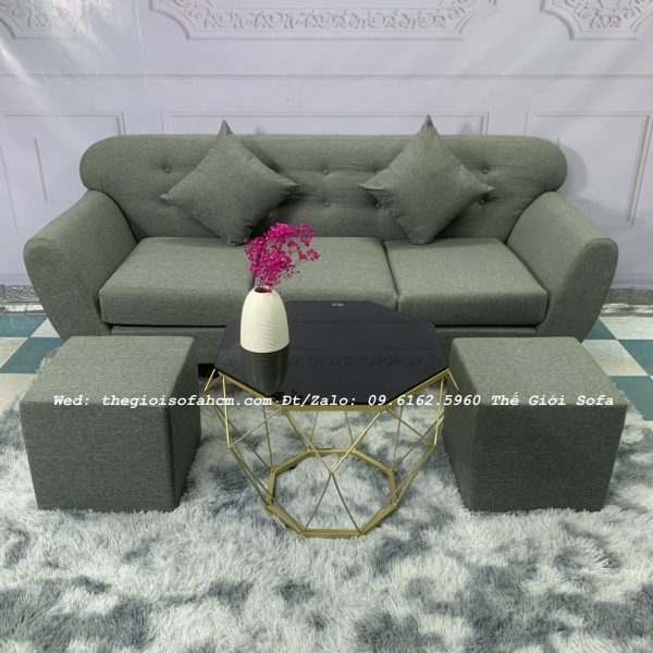 BỘ BÀN GHẾ SOFA BĂNG TAY CONG MỚI XÁM GHI ĐEN​​​​​​​ 