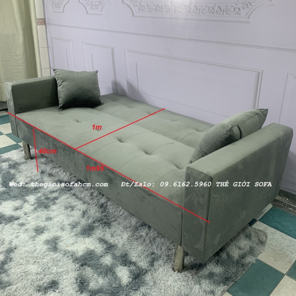 BỘ BÀN GHẾ SOFA BED ĐA NĂNG TAY VỊN XÁM NHUNG GIÁ RẺ​​​​​​​ 