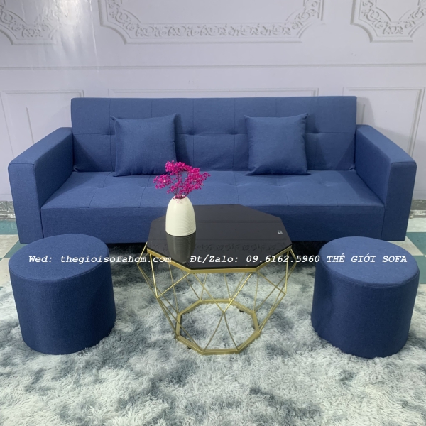 BỘ BÀN GHẾ SOFA BĂNG TAY CONG MỚI MÀU XANH GIÁ RẺ​​​​​​​ 