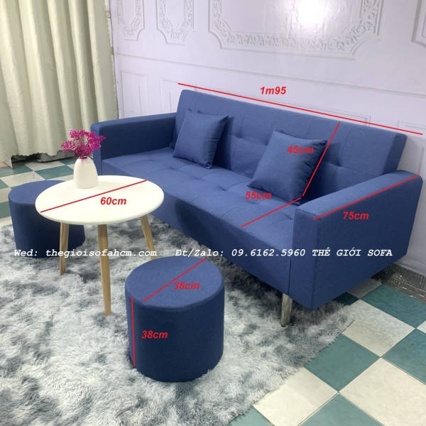 BỘ BÀN GHẾ SOFA BĂNG TAY CONG MỚI MÀU XANH GIÁ RẺ​​​​​​​ 