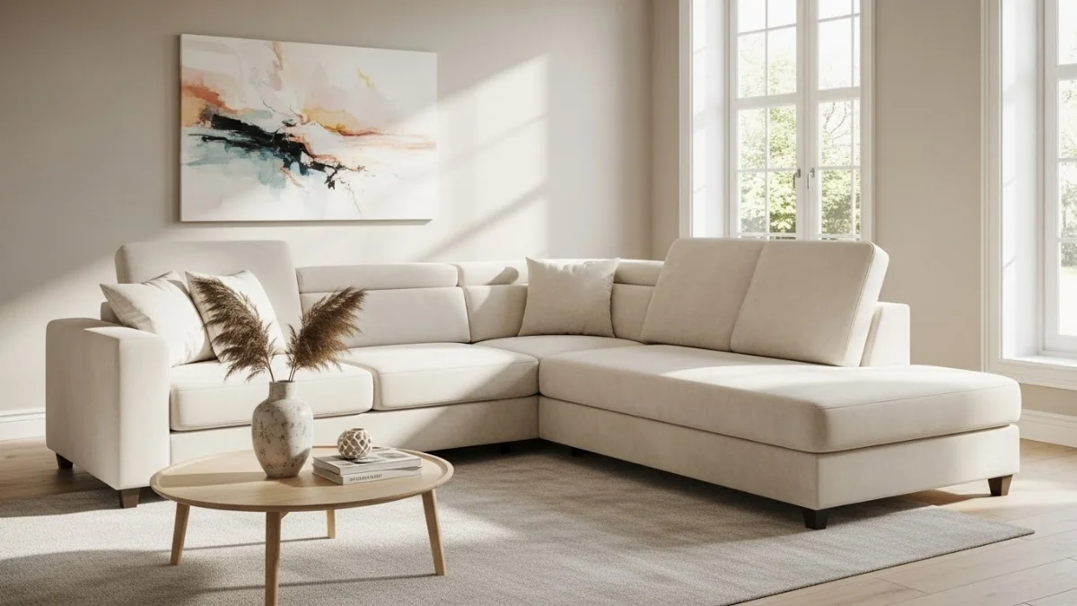 Sofa góc L nhỏ gọn phù hợp với căn hộ chung cư