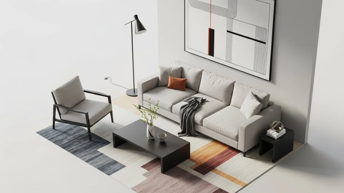 Sofa góc L vải màu xám tối đa công năng trong không gian phòng khách