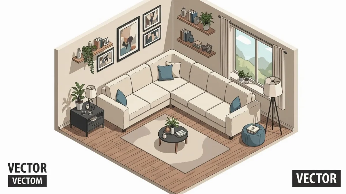 Sofa góc L màu xanh navy sang trọng trong biệt thự