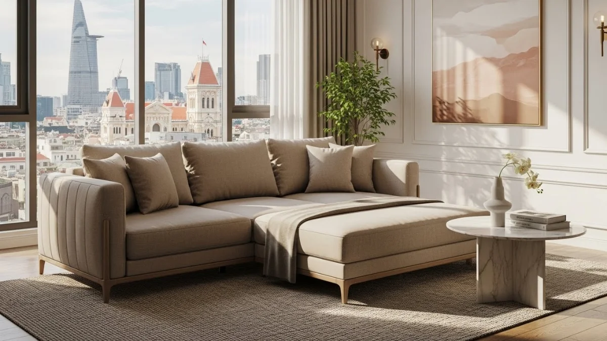 Sofa bed đa năng hiện đại màu xám sang trọng cho phòng khách nhỏ