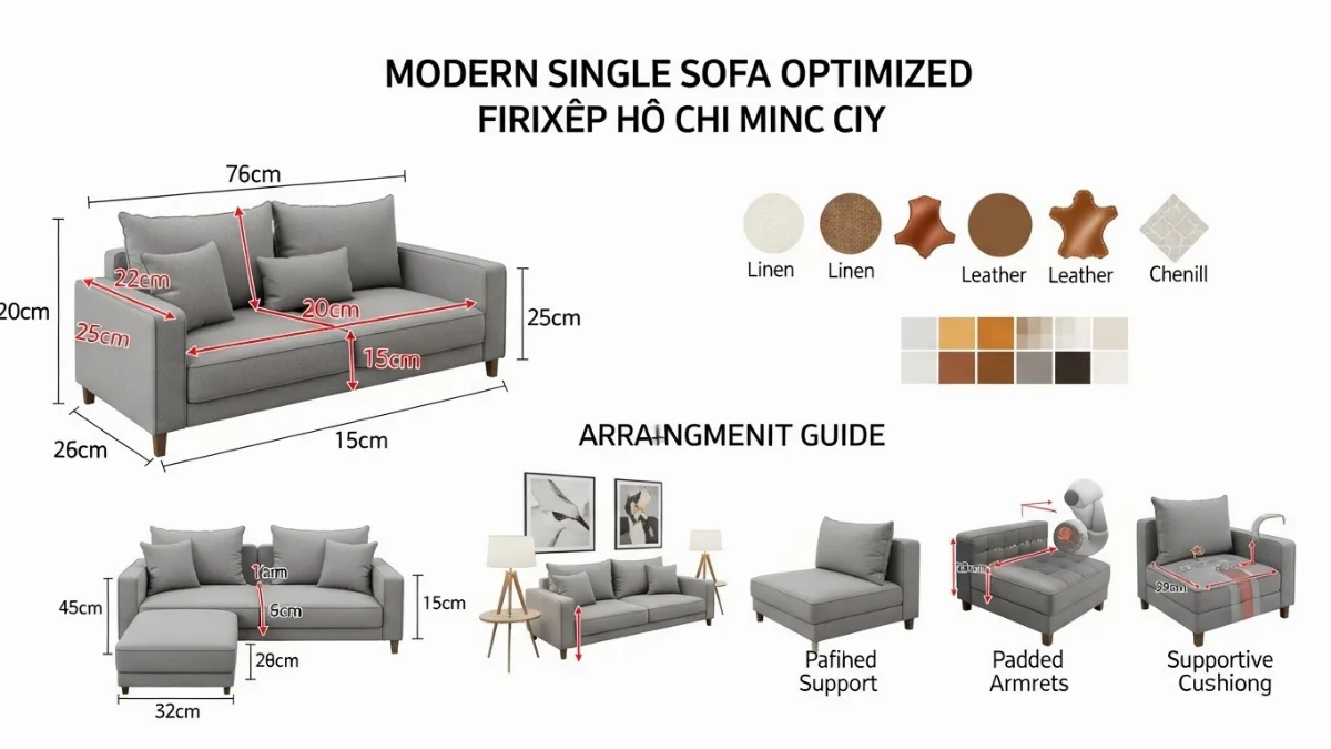sofa đơn nhỏ gọn tối ưu không gian căn hộ chung cư