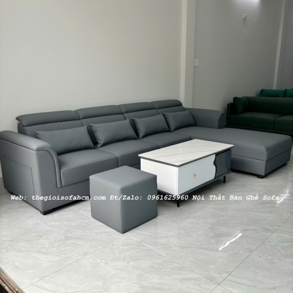 BỘ GHẾ SOFA GÓC L DÀI 3M X 1M6 BỌC DA CHỐNG TRẦY CAO CẤP​​​​​​​ 