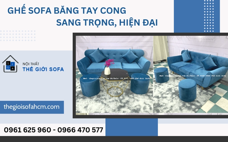 sofa băng tay cong