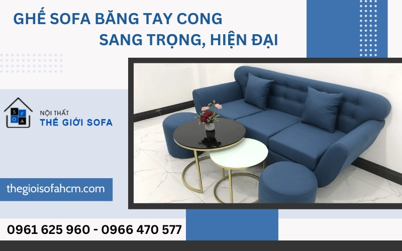 sofa băng tay cong