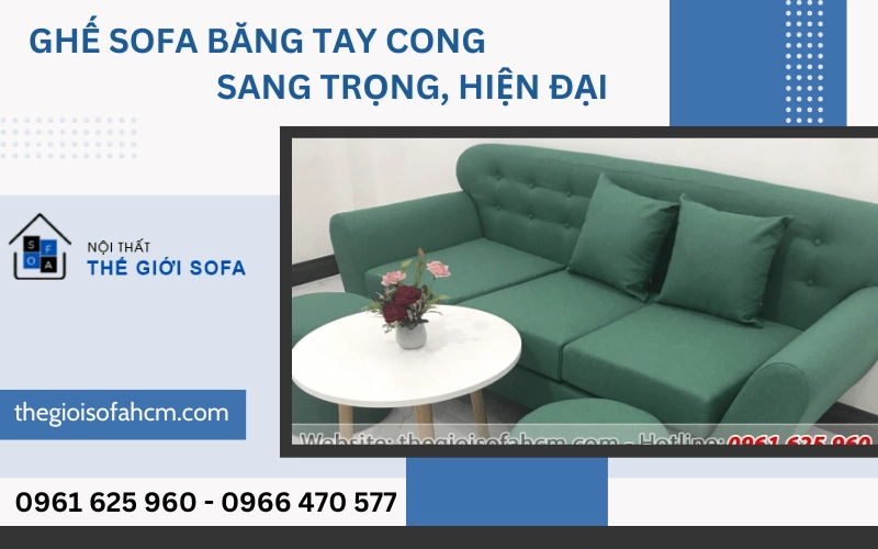 sofa băng tay cong