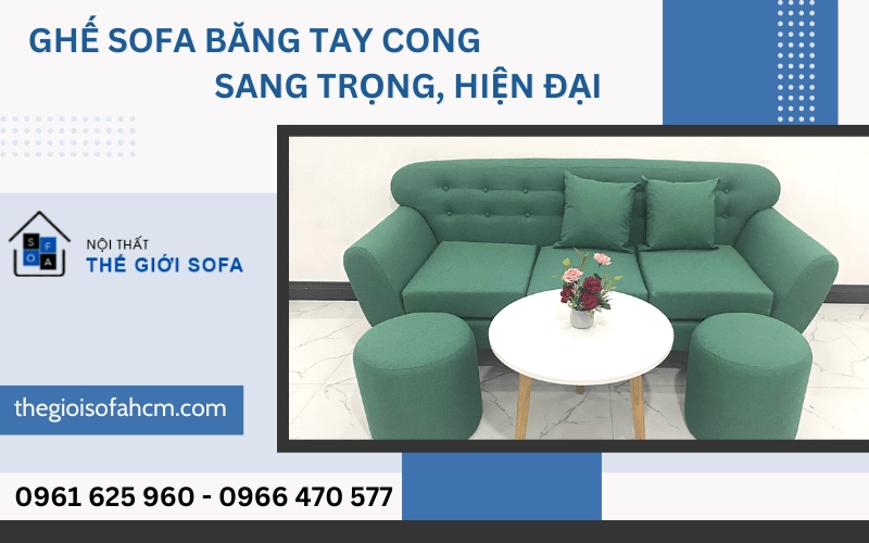 sofa băng tay cong