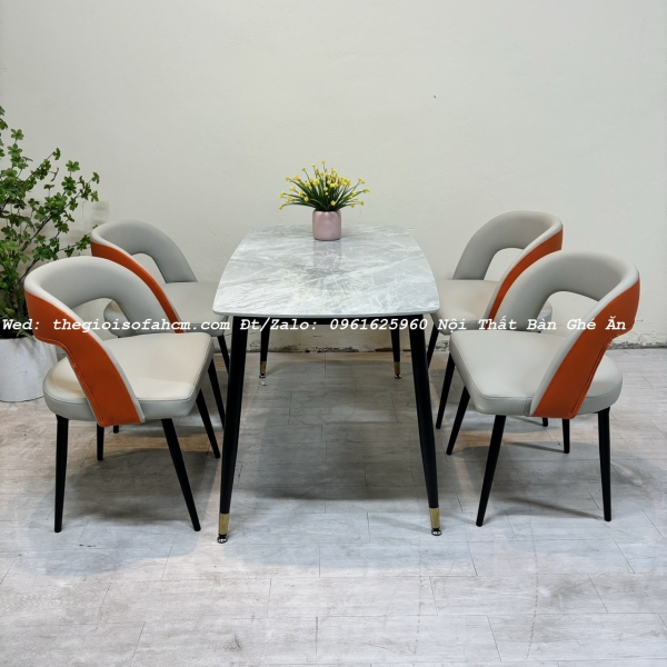 BỘ BÀN ĂN 4 GHẾ CHỮ C MẶT BÀN ĐÁ HIỆN ĐẠI, BỀN ĐẸP​​​​​​​ 