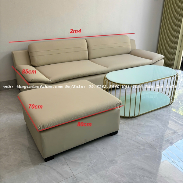 GHẾ SOFA BĂNG DÀI 2M4 KIỂU DÁN HIỆN ĐẠI BỌC DA CAO CẤP​​​​​​​ 
