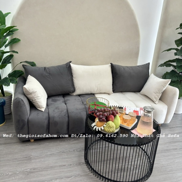 SOFA BĂNG MÚI VẢI NHUNG DÀI 2M2 CHO SPA​​​​​​​ 