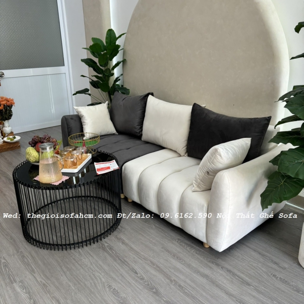 SOFA BĂNG MÚI VẢI NHUNG DÀI 2M2 CHO SPA​​​​​​​ 