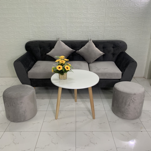 BỘ GHẾ SOFA BĂNG TAY CONG PHỐI MÀU VẢI NHUNG​​​​​​​ 