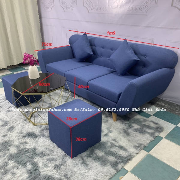 BỘ BÀN GHẾ SOFA BĂNG TAY CONG XANH MỚI​​​​​​​ 