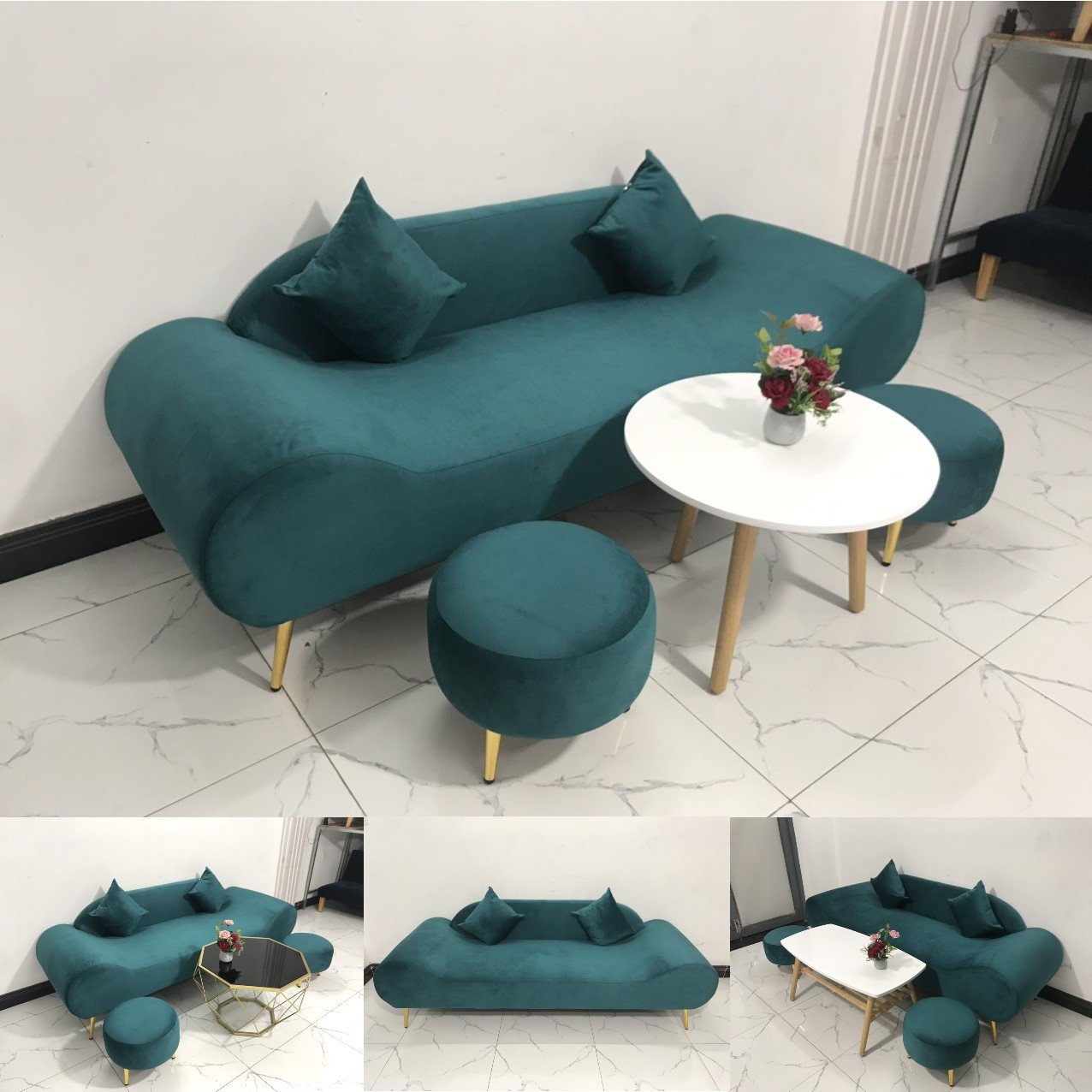  BỘ BÀN GHẾ SOFA BĂNG THUYỀN XANH CỔ VỊT​​​​​​​ 