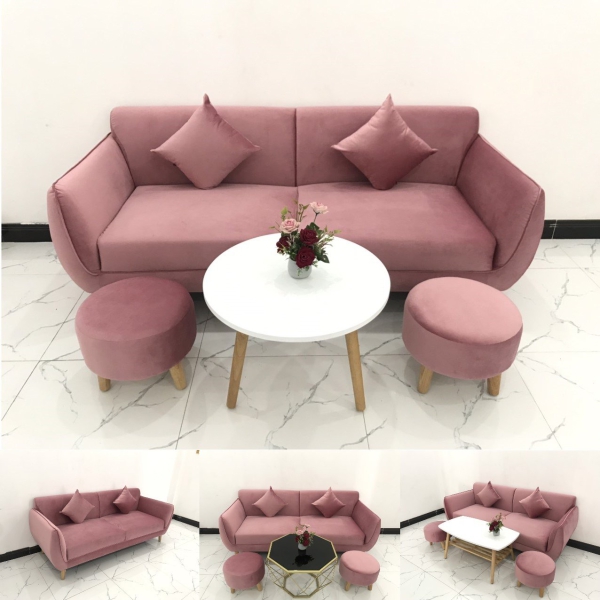 BỘ GHẾ SOFA BĂNG VIỀN HỒNG NHUNG​​​​​​​ 