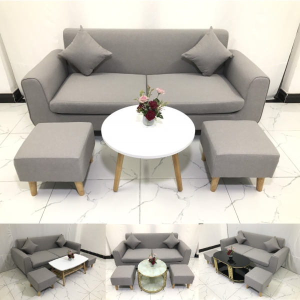 BỘ BÀN GHẾ SOFA BĂNG XÁM TRẮNG NỆM RỜI​​​​​​​ 