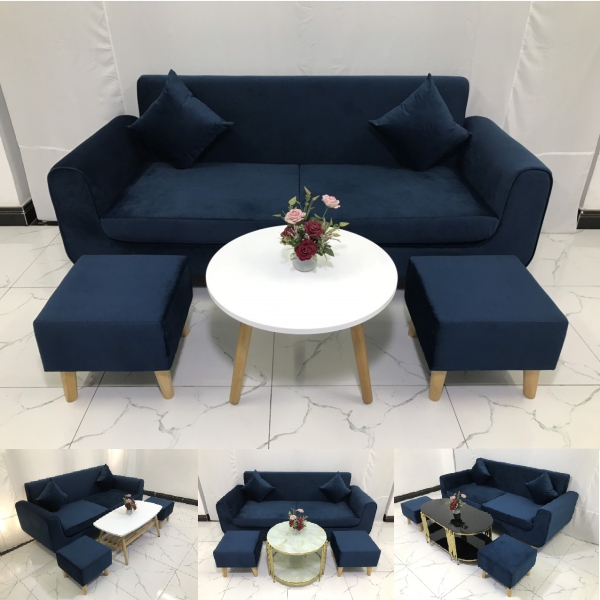 BỘ BÀN GHẾ SOFA BĂNG XANH NHUNG NỆM RỜI​​​​​​​ 