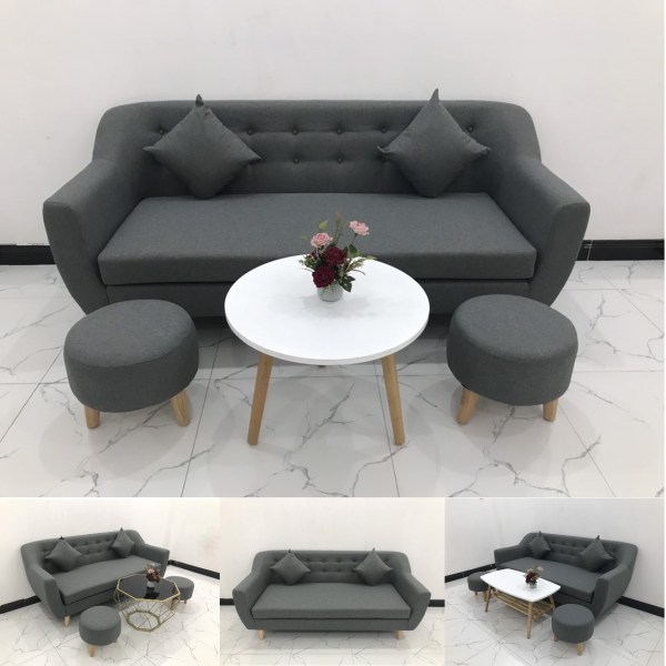 BỘ GHẾ SOFA BĂNG MÀU XÁM GHI ĐEN​​​​​​​ 