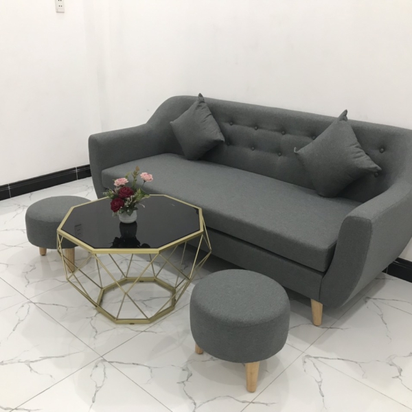 BỘ GHẾ SOFA BĂNG MÀU XÁM GHI ĐEN​​​​​​​ 