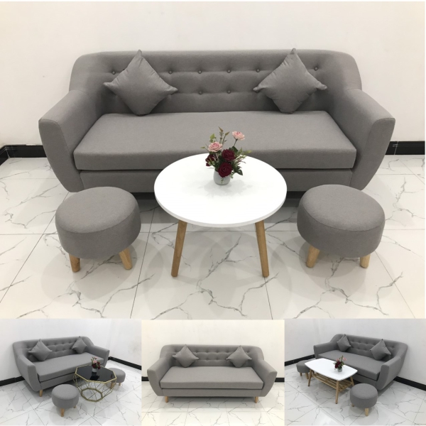 BỘ BÀN GHẾ SOFA BĂNG XÁM GHI TRẮNG​​​​​​​ 