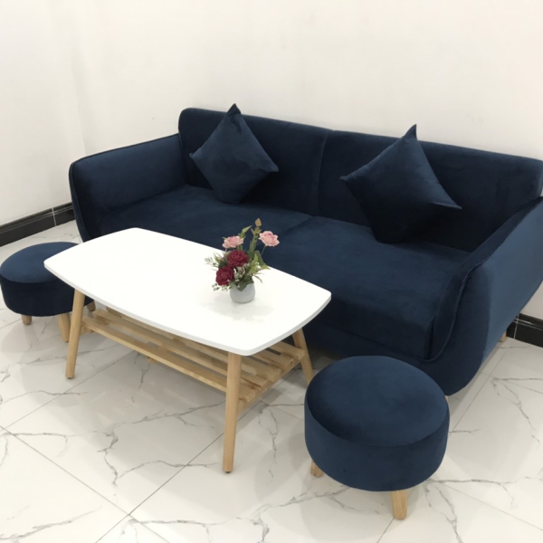 BỘ BÀN GHẾ SOFA BĂNG VIỀN XANH NHUNG ĐẬM​​​​​​​ 