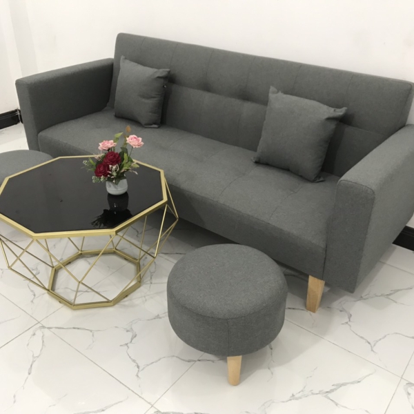  BỘ BÀN GHẾ SOFA BĂNG GIƯỜNG ĐA NĂNG MÀU XÁM ĐEN​​​​​​​ 