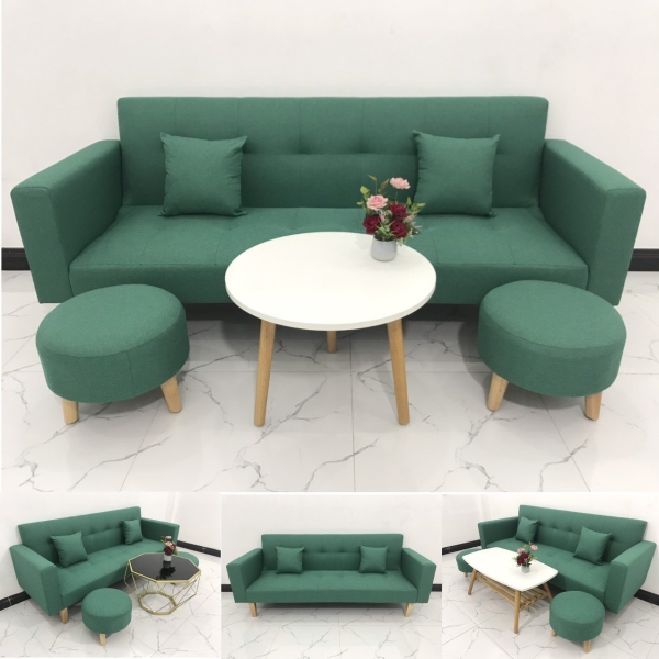 BỘ BÀN GHẾ SOFA BĂNG GIƯỜNG MÀU XANH NGỌC​​​​​​​ 