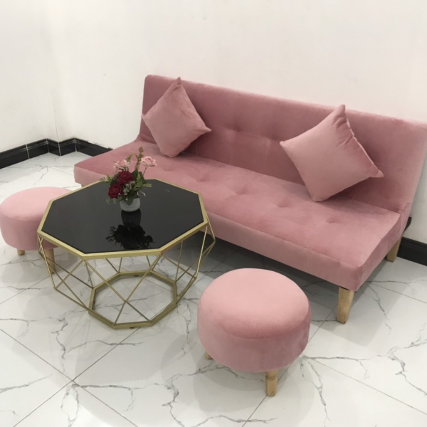  BỘ GHẾ SOFA GIƯỜNG MÀU HỒNG NHUNG​​​​​​​ 