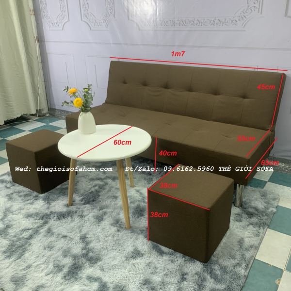 BỘ SOFA BED KÈM BÀN KIM CƯƠNG GIÁ RẺ MÀU NÂU​​​​​​​ 