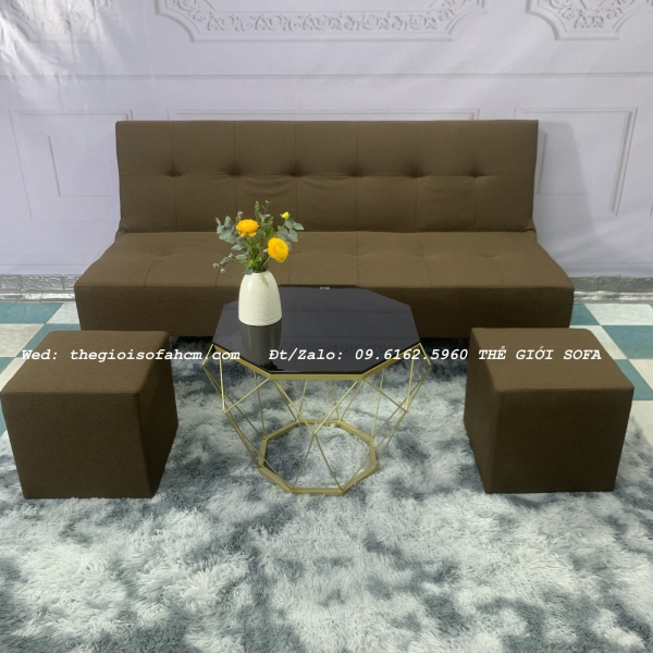 BỘ SOFA BED KÈM BÀN KIM CƯƠNG GIÁ RẺ MÀU NÂU​​​​​​​ 