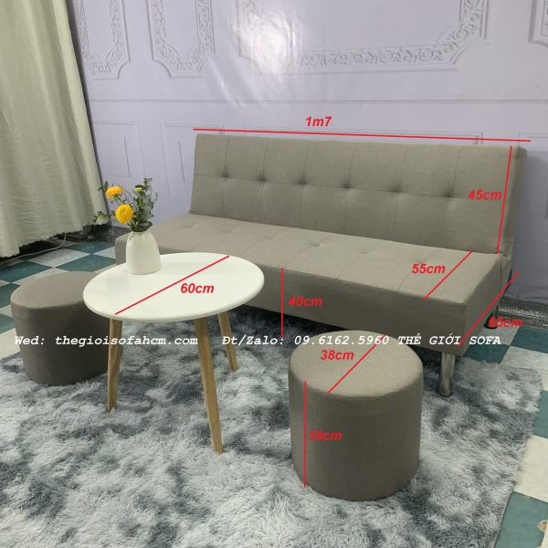 BỘ BÀN GHẾ SOFA BED XÁM GIÁ RẺ​​​​​​​ 