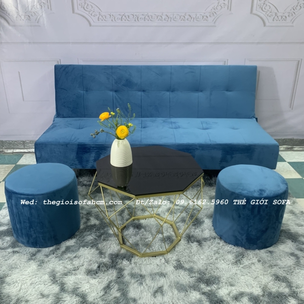 BỘ BÀN GHẾ SOFA BED XANH NHUNG GIÁ RẺ​​​​​​​ 